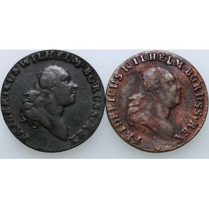 Prussian partition, set of 2 x 1797 B penny, Wroclaw.
