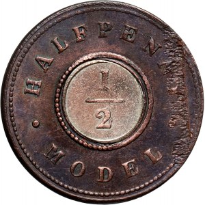 Großbritannien, Victoria, halber Penny ohne Datum (1844), Modell