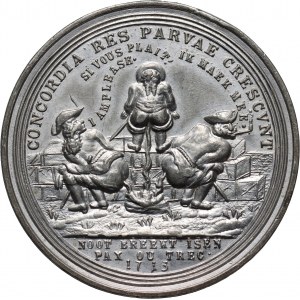 Spain, War of the Spanish Succession 1700-1714/15, Medal of mockery 1714, Peace of Utrecht and Peace of Rastatt
