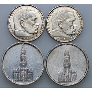 Third Reich, set of 4 coins from 1934-1939, (4 pieces)