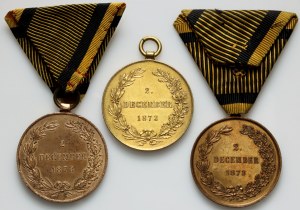 Austria, Franz Joseph I, set of medals 2.12.1873, (3 pieces)