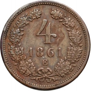 Austria, 4 kreuzer 1861 E, Karlsburg
