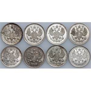 Russia, Nicholas II, 10 Kopecks, set of coins from 1906-1916, (8 pieces)