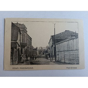 POCZTÓWKA RAWA MAZOWIECKA POST STRASSE, STEMPEL, PRZEDWOJENNA