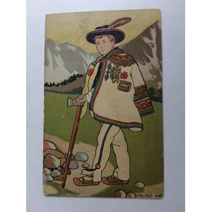 CARTOLINA PITTURA POLACCA OSTROWSKI, HIGHLANDER, DANNEGGIATA