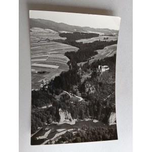 POSTCARD PRL CZORSZTYN LANDSCAPE FROM BIRD'S EYE VIEW CASTLE RUINS
