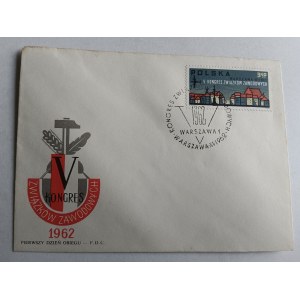 KOPERTA, STEMPEL, ZNACZEK V KONGRES ZWIĄZKÓW ZAWODOWYCH 1962 R