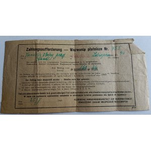 IWONICZ ZDRÓJ, PAYMENT SUMMONS 1943