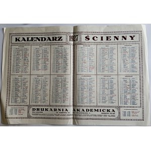 KALENDARZ ŚCIENNY, LWÓW, DRUKARNIA AKADEMICKA, 1927 R