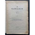 [JANKOWSKI Czeslaw] Cz. J. - On Słowacki. Vilnius [1927].