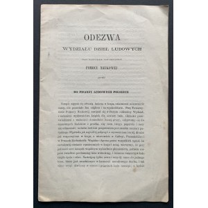 [Große Emigration] Proklamation der Abteilung für Volksarbeit [...] Paris [1870].