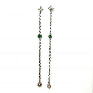 EARRINGS IN GOLD 1.91 GR WITH DIAMONDS AND EMERALDS