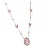 NECKLACE WITH PINK QUARTZ AND DIAMONDS - PND30403