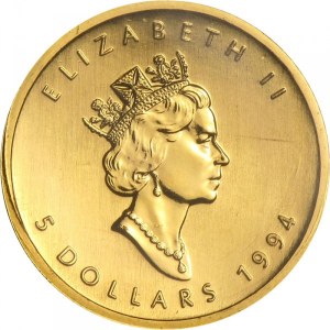 Kanada, 5 Dolarów, 1994r., 1/10oz. Au.