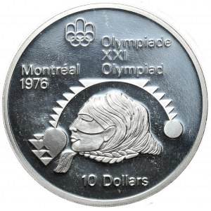 Kanada, 10 Dolarów, 1975r., Igrzyska w Montrealu '76, proof