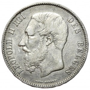 Belgium, 5 francs, 1868.