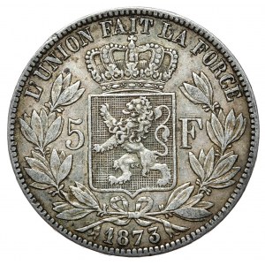 Belgium, 5 Francs, 1873.