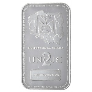 2oz bar. Silver Mint, FED.