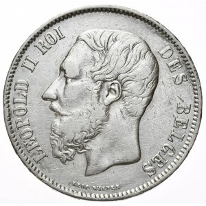 Belgium, 5 francs, 1869.