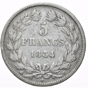 Francja, 5 Franków, 1834r., B