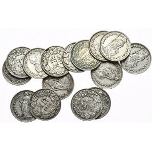 Szwajcaria, 1/2 Franka, Zestaw 15szt., Ładne