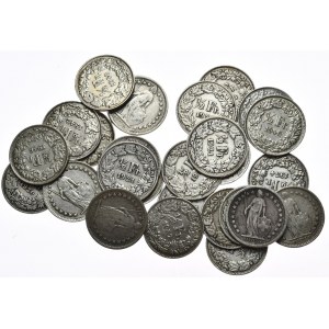 Szwajcaria, 1/2 Franka, zestaw 27 szt.
