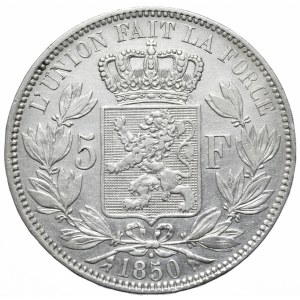 Belgia, 5 Franków, 1850r.