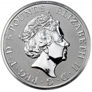 Wielka Brytania, 5 Funtów, 2019r., 2oz., Yale Beauforta