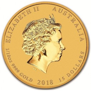 Australia, Year of the Dog, Lunar II, 1/10oz. Au, 2018.