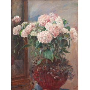 Wincenty Wodzinowski (1866 Igołomia k. Miechowa - 1940 Kraków), Hortensje przed lustrem, 1925 (?)