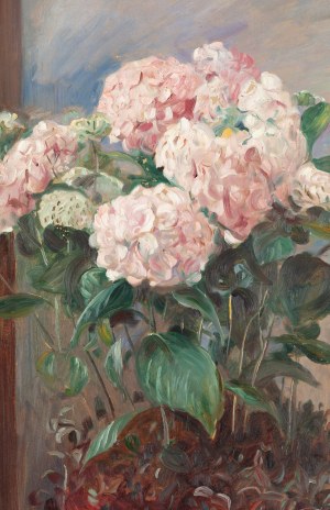 Wincenty Wodzinowski (1866 Igołomia k. Miechowa - 1940 Kraków), Hortensje przed lustrem, 1925 (?)