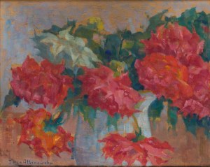 Zofia Albinowska-Minkiewiczowa (1886 Klagenfurt - 1971 Lwów), Martwa natura z różami, lata 30. XX w.