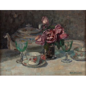 Zofia Albinowska-Minkiewiczowa (1886 Klagenfurt - 1971 Lwów), Martwa natura z zastawą
