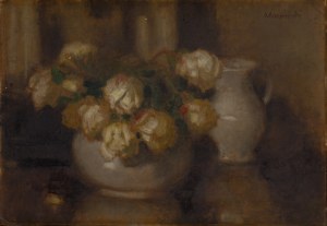 Alfons Karpiński (1875 Rozwadów k. Tarnobrzegu - 1961 Kraków), Róże w wazonie, 1936