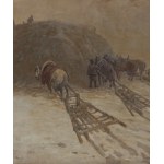 Wacław Artur Wielogłowski zw. Starykoń (1860 Odonów - 1933 Warszawa), Pejzaż zimowy z końmi