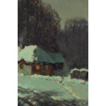Wiktor Korecki (1890 Kamieniec Podolski - 1980 Milanówek k. Warszawy), Pejzaż zimowy z domem