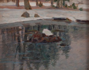 Czesław Znamierowski (1890 - 1977 Wilno), Pejzaż zimowy ze stawem
