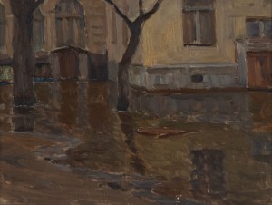 Czesław Znamierowski (1890 - 1977 Wilno), Ulica w deszczu, 1958