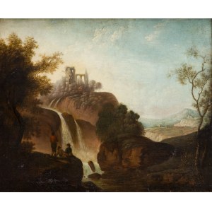 Gregorio Fidanza (1759 - 1823), Pejzaż z ruinami i wodospadem
