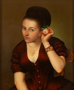 Józef Budzyński, Portret kobiety z różą, 1850
