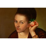 Józef Budzyński, Portret kobiety z różą, 1850