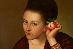 Józef Budzyński, Portret kobiety z różą, 1850