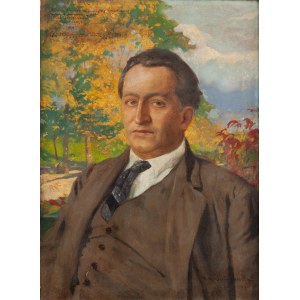 Feliks Michał Wygrzywalski (1875 Przemyśl - 1944 Rzeszów), Portret mężczyzny na tle jesiennego pejzażu, 1929