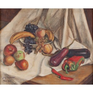 Jozef Krzyzanski (1898 Hnilice, Ukraine - 1987 Poznan), Still life with vegetables and fruits