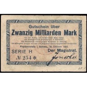 Poľsko. Ząbkowice Śląskie 20 Billion Marek 1923 Predpona H