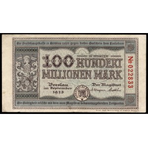 Poland. Wrocław 100 Million Marks 1923