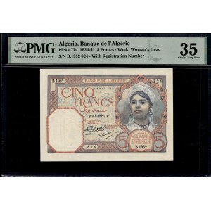 Algeria. 5 Francs 1927