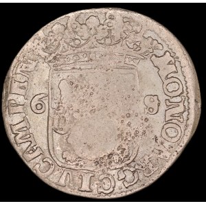 Holandia. Zwolle 6 Stuivers Rijderschelling 1681 z kontrą Srebro