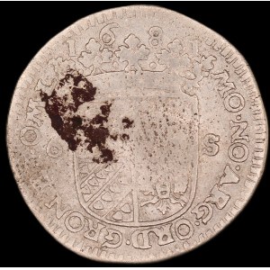 Holandia. Zwolle 6 Stuivers Rijderschelling 1681 z kontrą Srebro