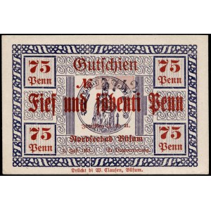 Germany. Büsum 75 Penn (Pfennigs) 1921 Circulated in Germany & Denmark
